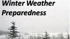 Winter Weather Preparedness Text: Winter Weather Preparedness - picture of trees with snow on them