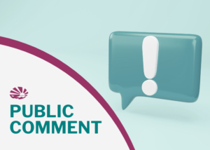 Teal speech bubble. The words PUBLIC COMMENT appear on the left side.