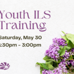 Purple lilac flowers are bunched together in the bottom right corner. The ECI logo is on the bottom left corner. Text reads, "Youth Independent Living Skills Training, Saturday, May 30, 1:30pm - 3:00pm, at ECI."