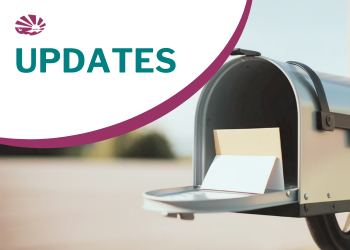 Close up view of open mailbox with several letters. The word "UPDATES" appears on top left, with the ECI logo